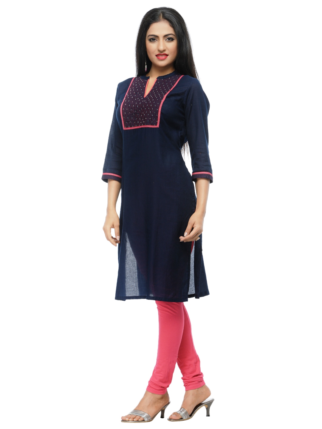 Blue Cotton Straight Kurta image number 1