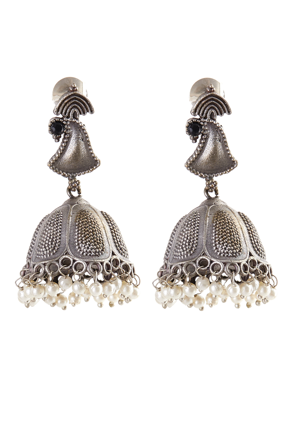 Silver Metal Brass Earrings image number 2