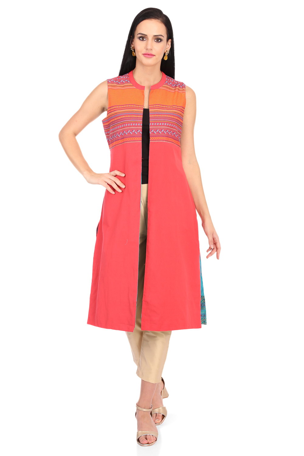 Coral Straight Cotton Kurta image number 0