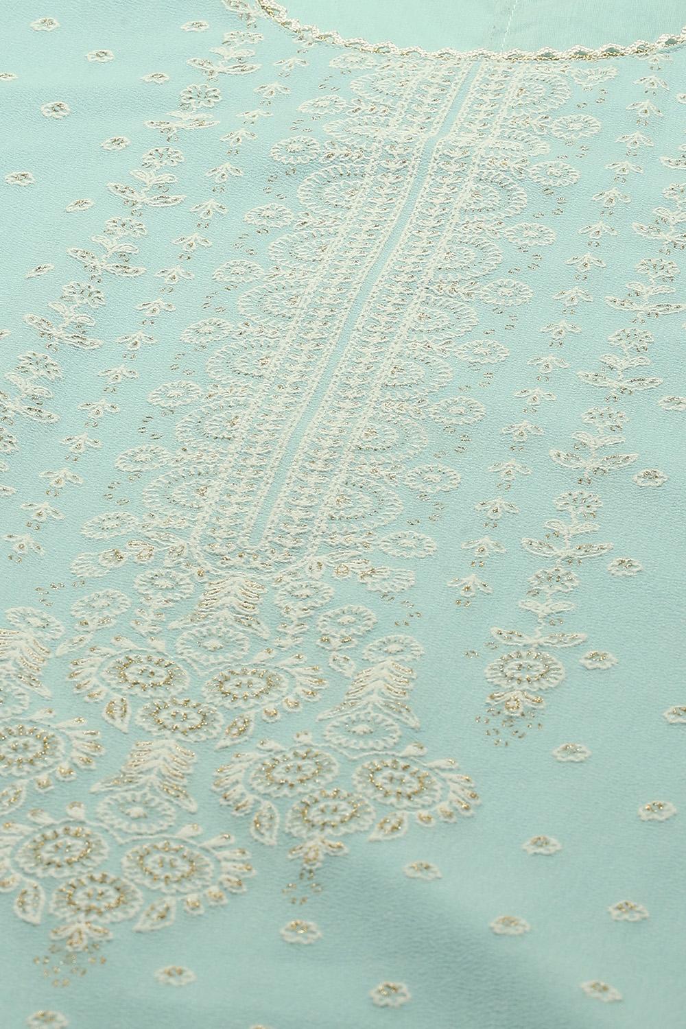 Blue Poly Georgette Embroidered Straight Kurta image number 1
