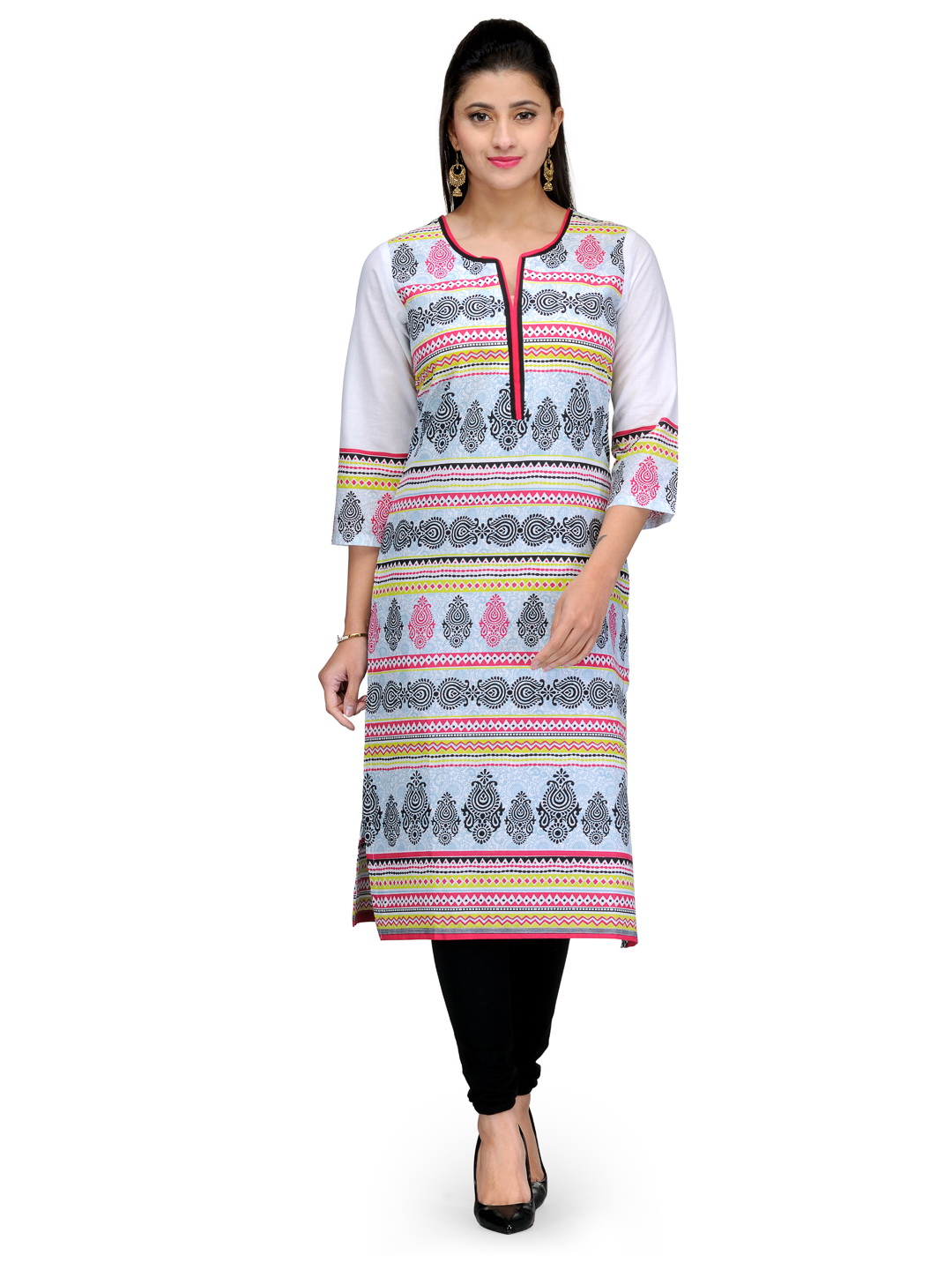 White Cotton Straight Kurta image number 0