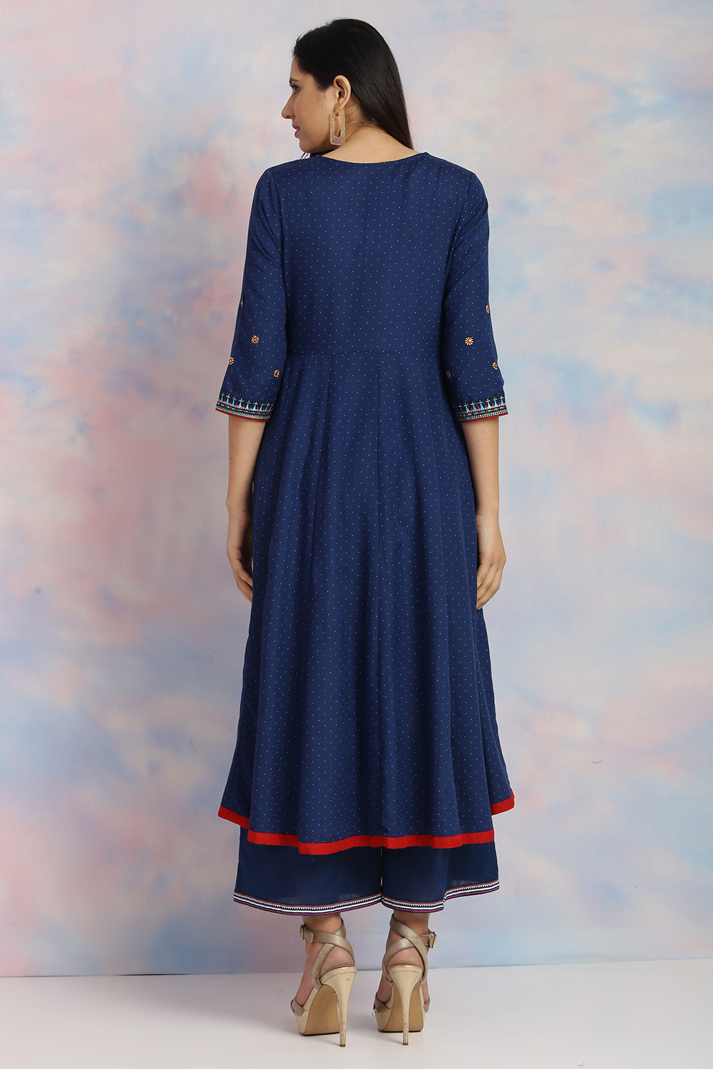 Indigo Viscose Rayon Kalidar Kurta image number 5