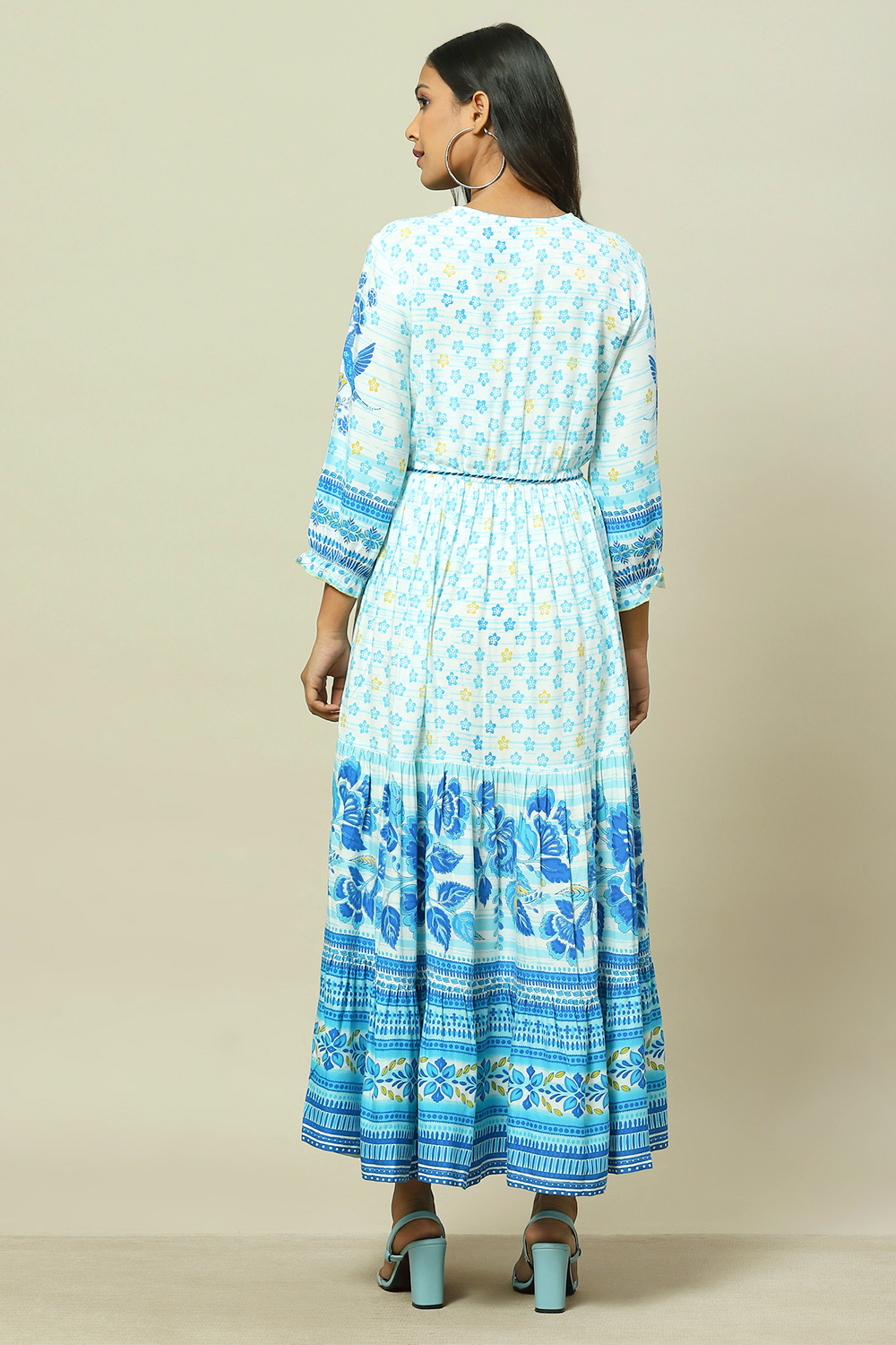 Blue LIVA Tiered Dress image number 4