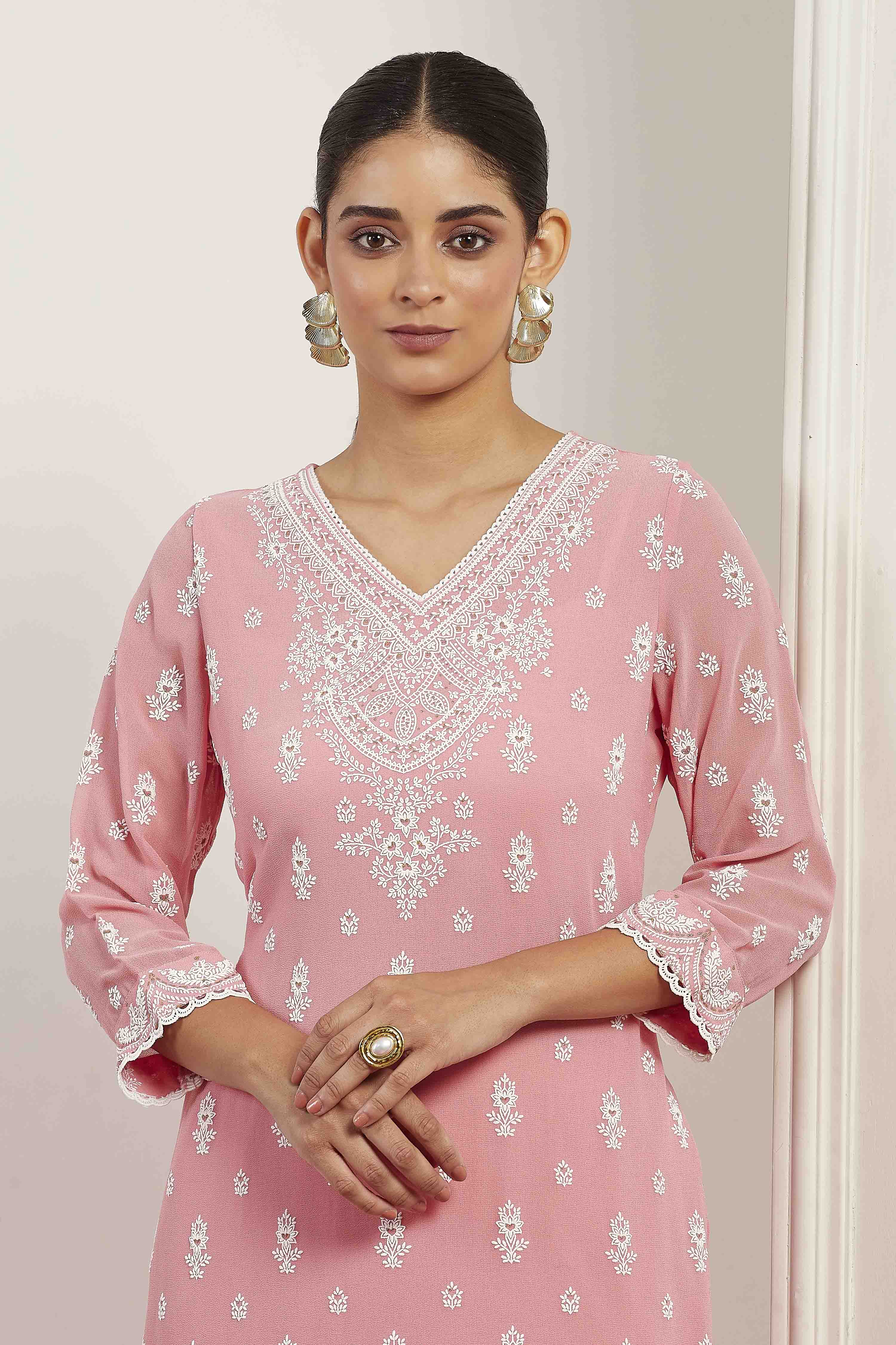 Pink Polyester Straight Suit Sets image number 1