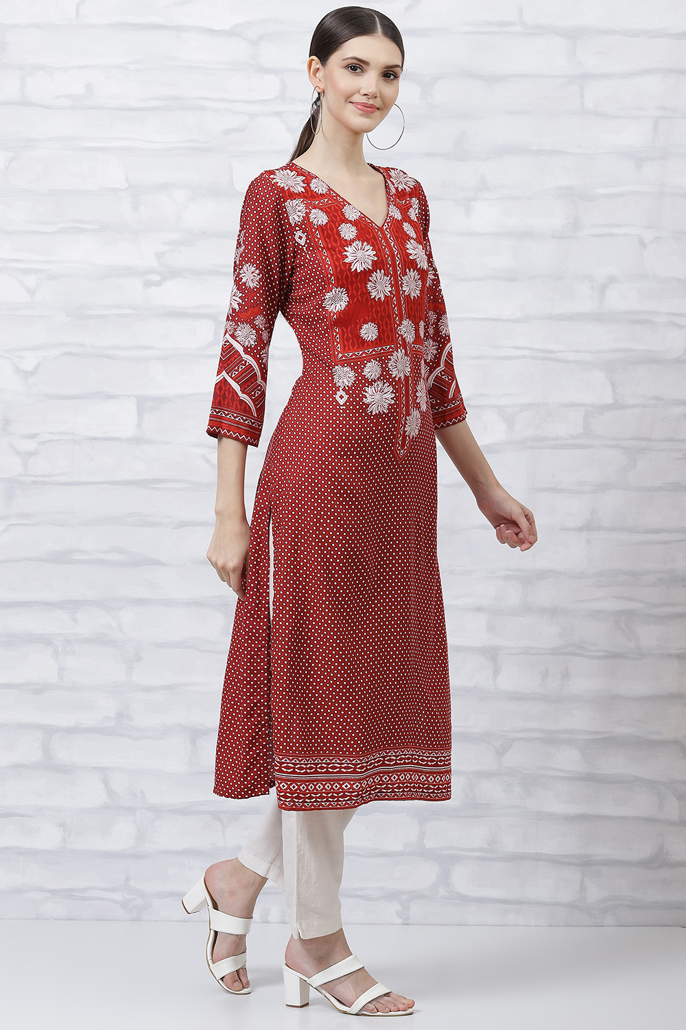 Rust LIVA Straight Kurta image number 3