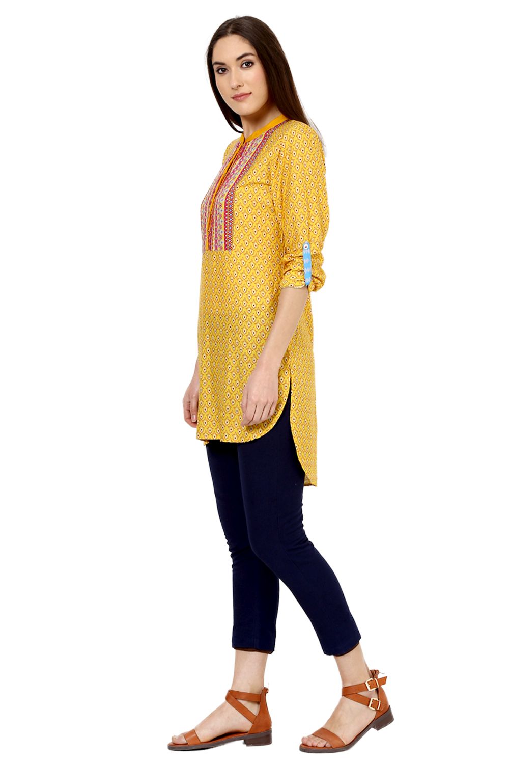 Yellow Straight Viscose Rayon Indie Top image number 2