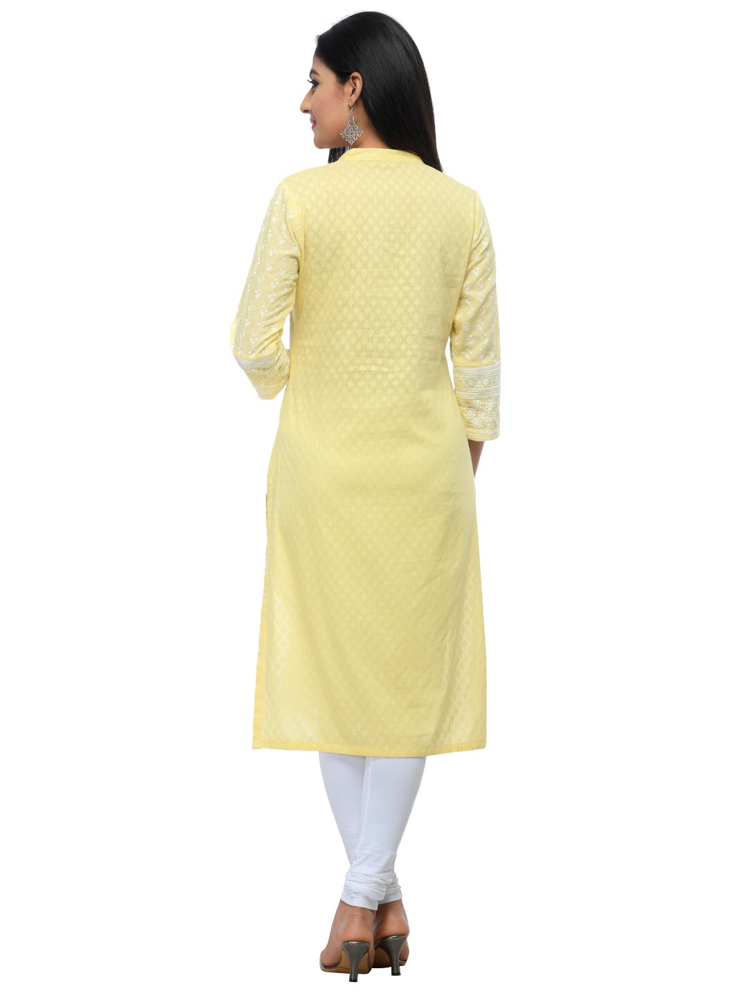 Light Yellow Cotton Straight Kurta image number 2