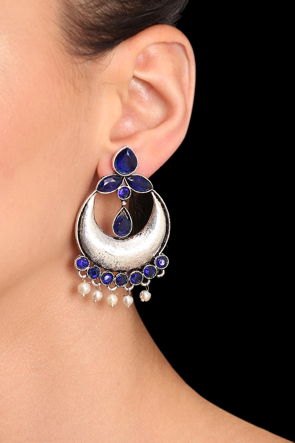 Blue Metal Brass Earrings image number 0