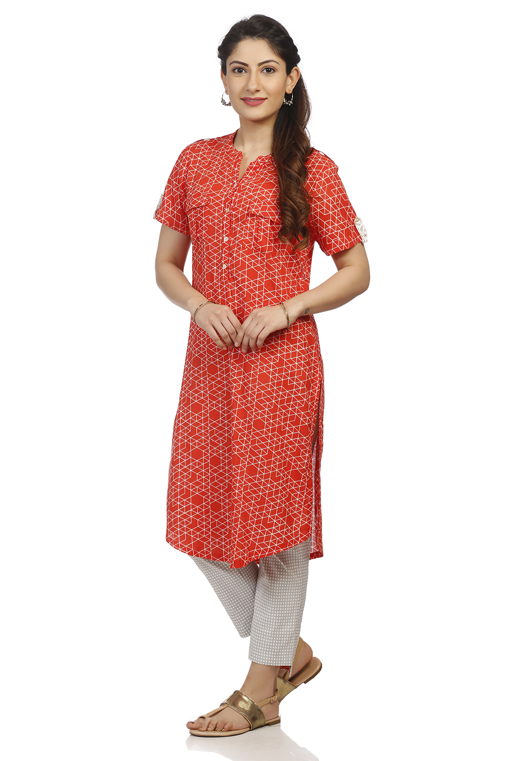 Red Viscose Straight Kurta image number 3