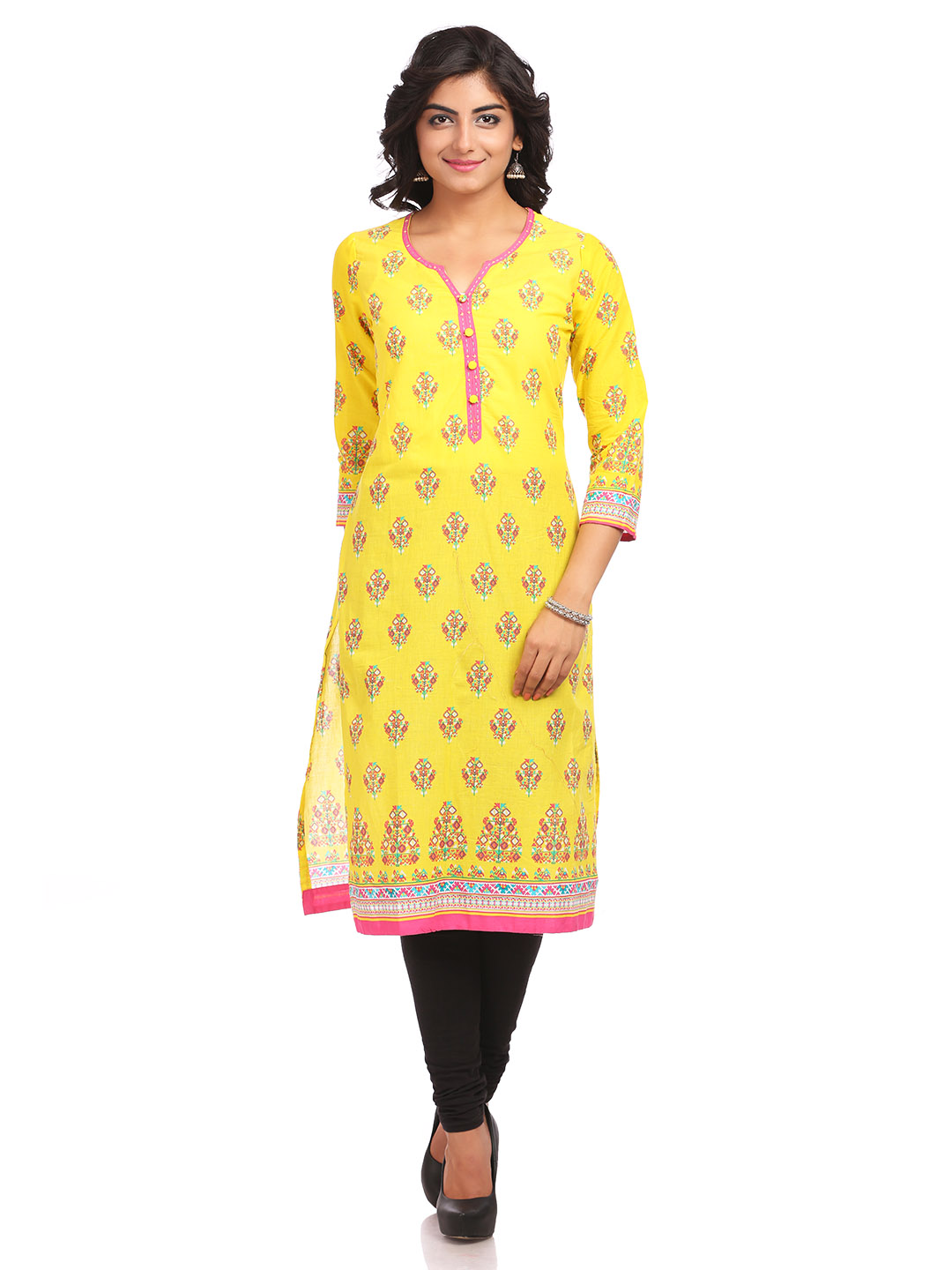 Yellow Straight Cotton Kurta image number 0