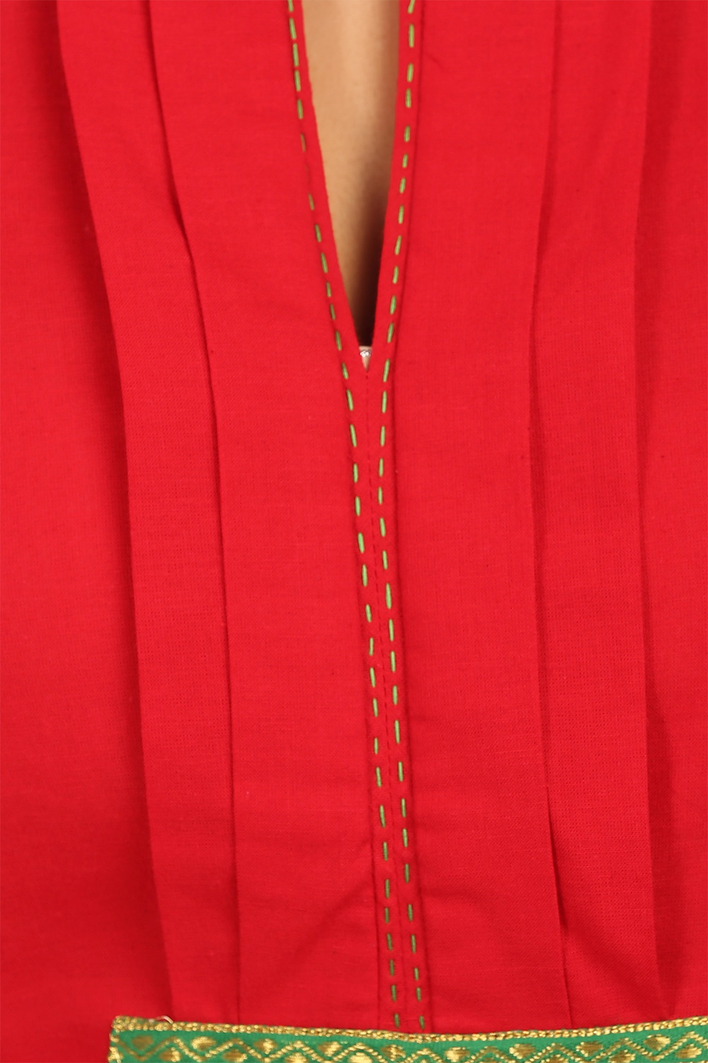 Red Straight Cotton Kurta image number 4