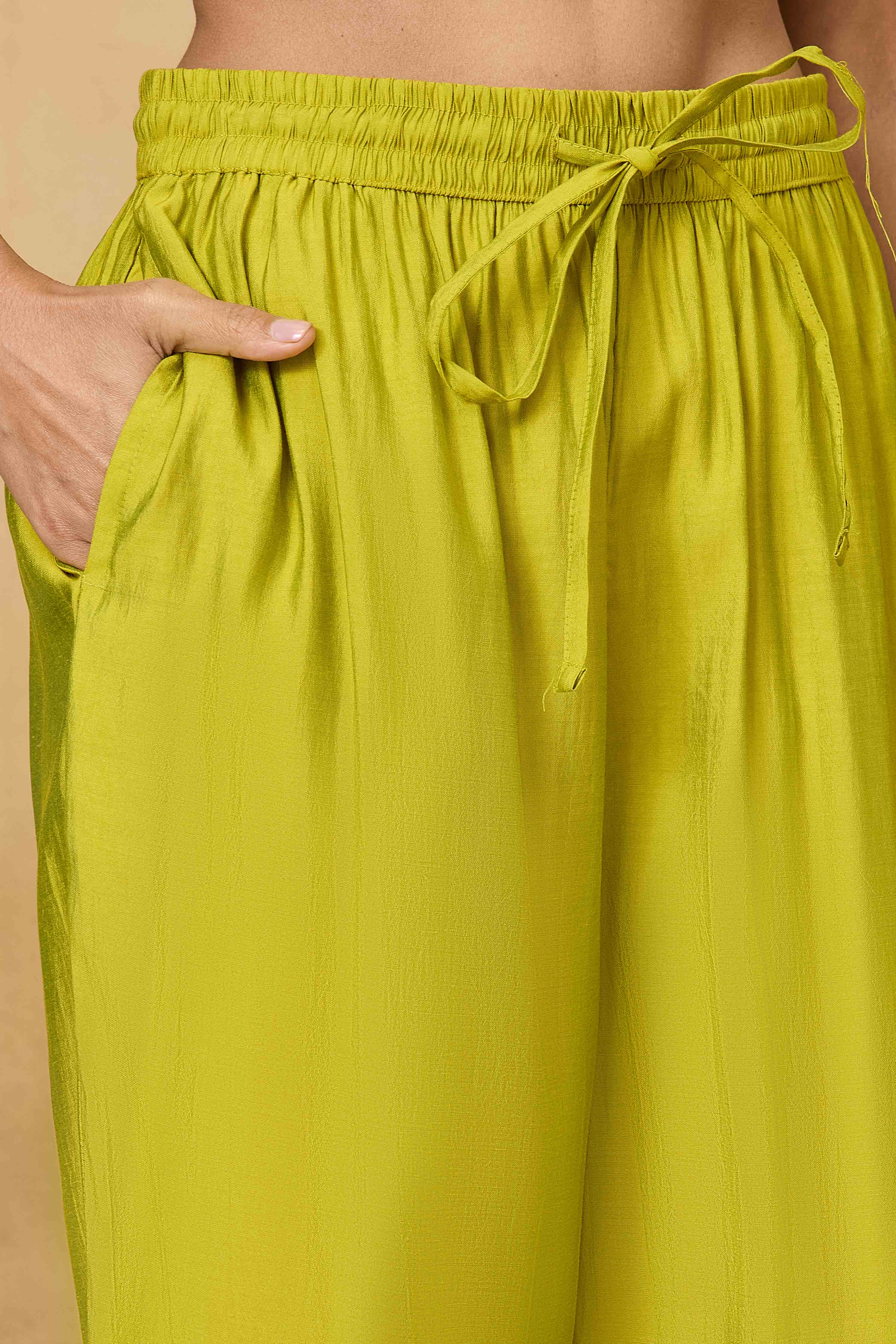 Lime Viscose Blend Straight Printed Suit Set image number 2