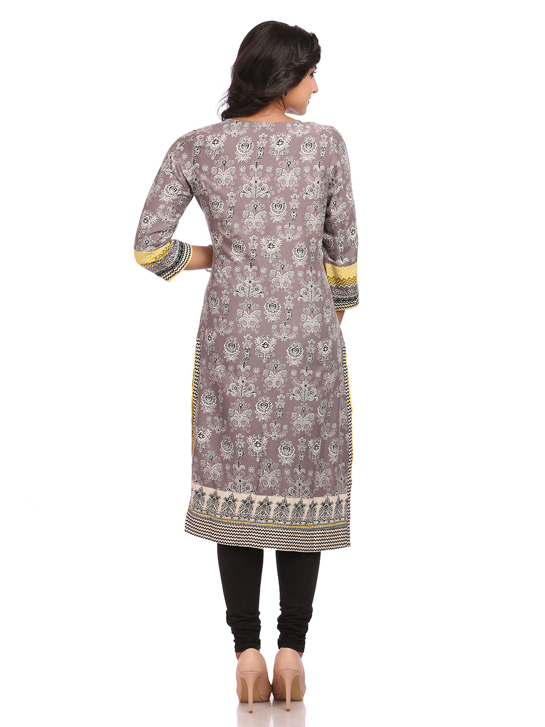 Grey Straight Rayon Kurta image number 1