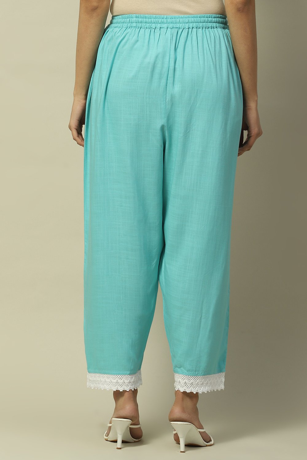 Coral Solid Straight Fit Palazzo image number 4