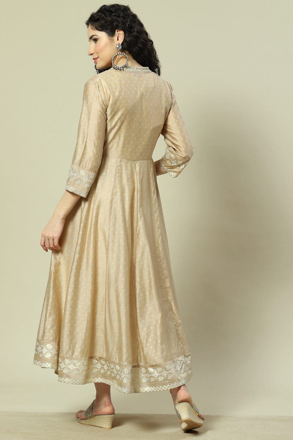 Beige Viscose Straight Dress image number 5