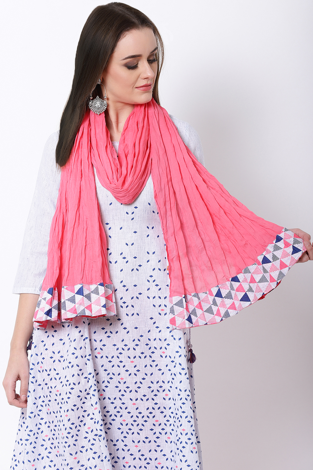 Pink Cotton Dupatta image number 1
