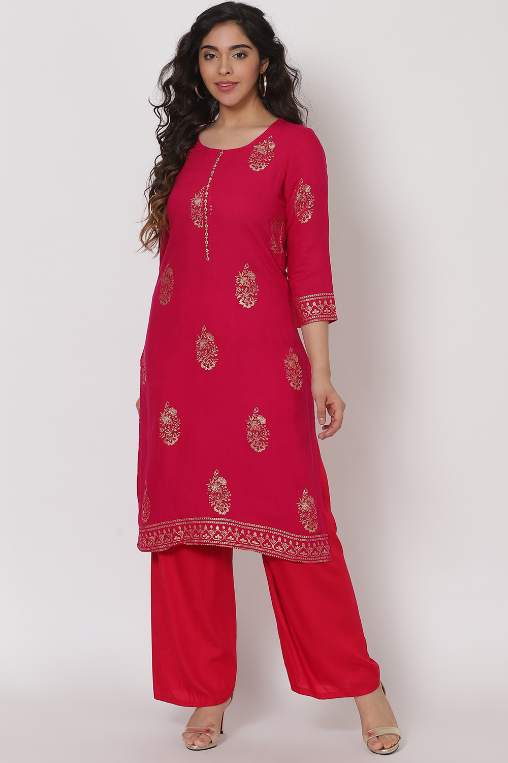 Pink Viscose Rayon Kurta image number 0