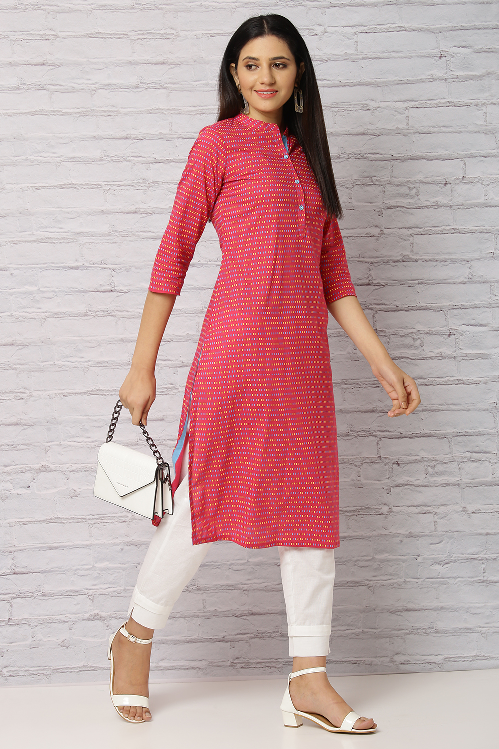 Pink Cotton And Cambric Straight Kurta image number 0
