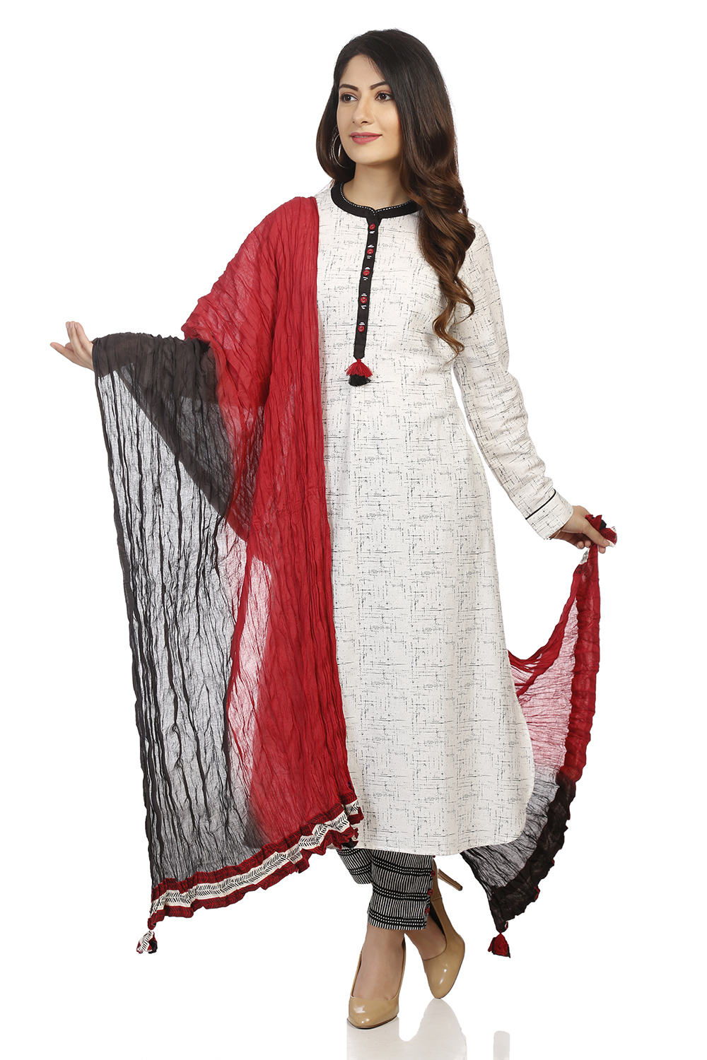 Maroon & Black Cotton Stoles image number 1