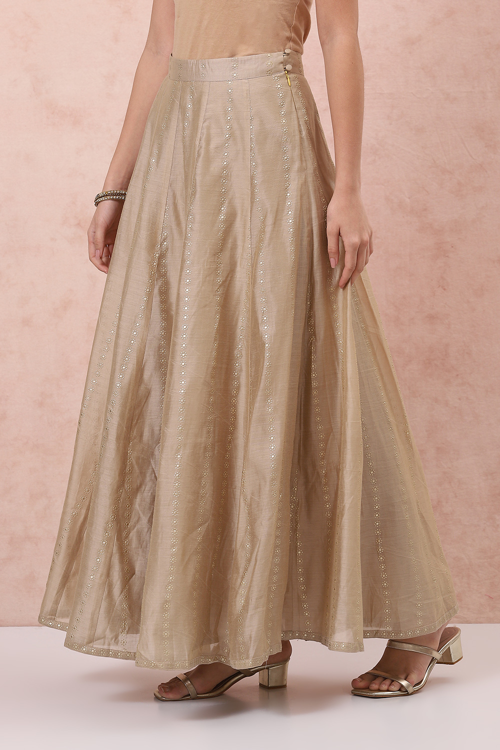 Golden Art Silk Long Skirt image number 5