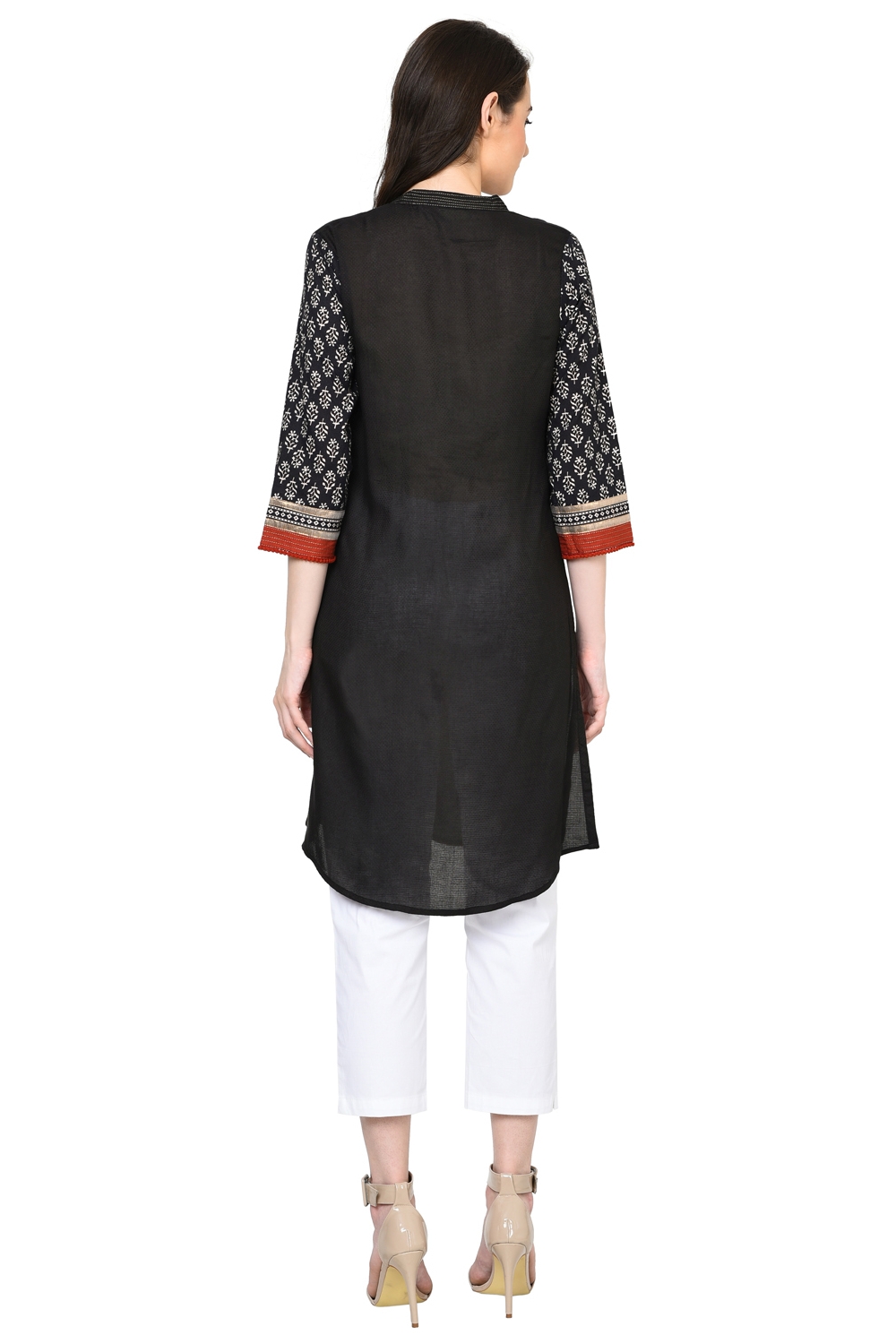 Rangriti Black Straight Cotton Indie Top image number 4