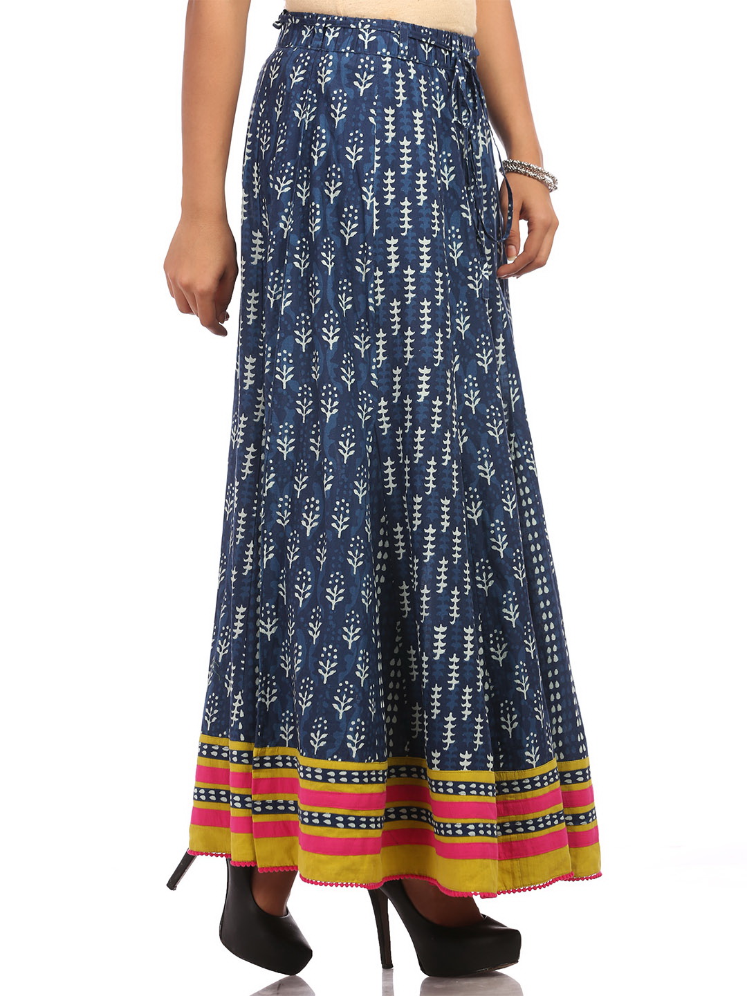 Indigo Flared Cotton Skirt image number 0