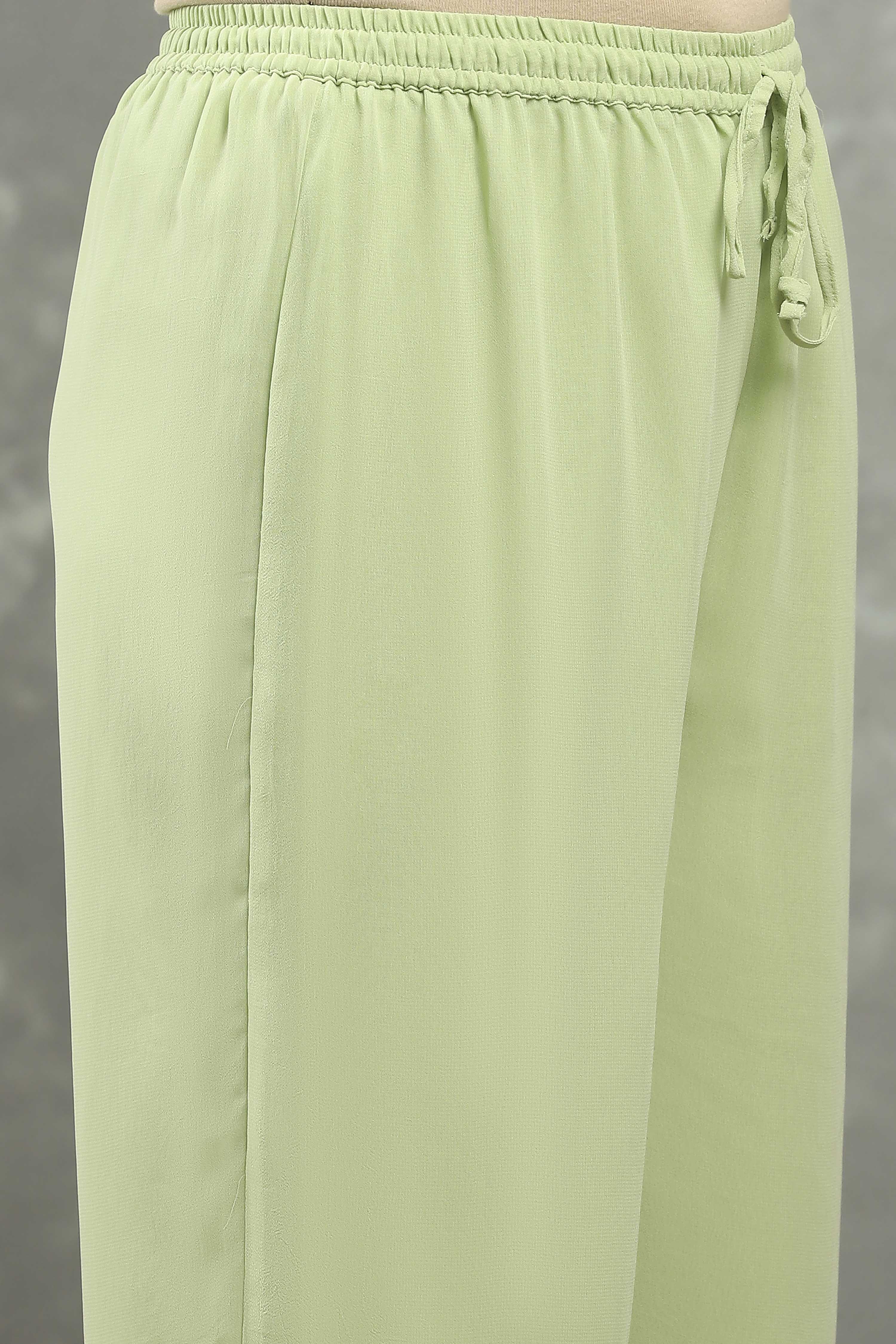 Green Polyester Straight Kurta Pants Set image number 2