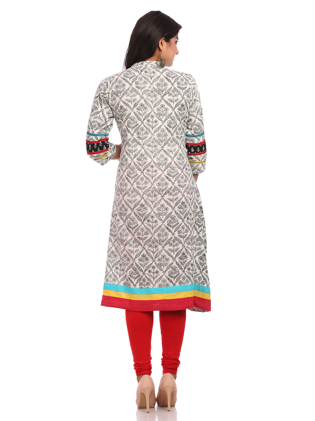 White Flared Cotton Kurta image number 1