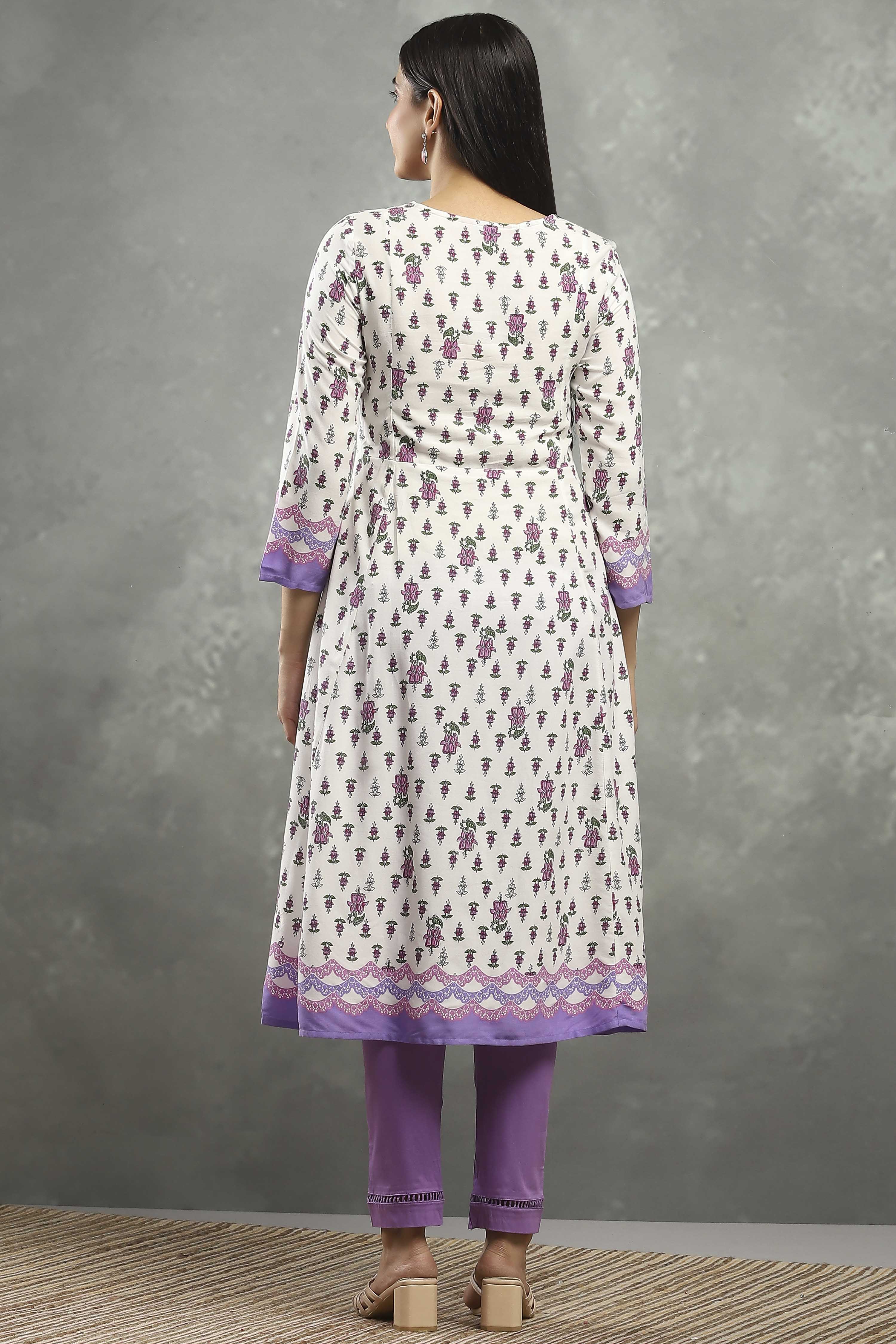 White Polyester Straight Kurta Pants Set image number 4