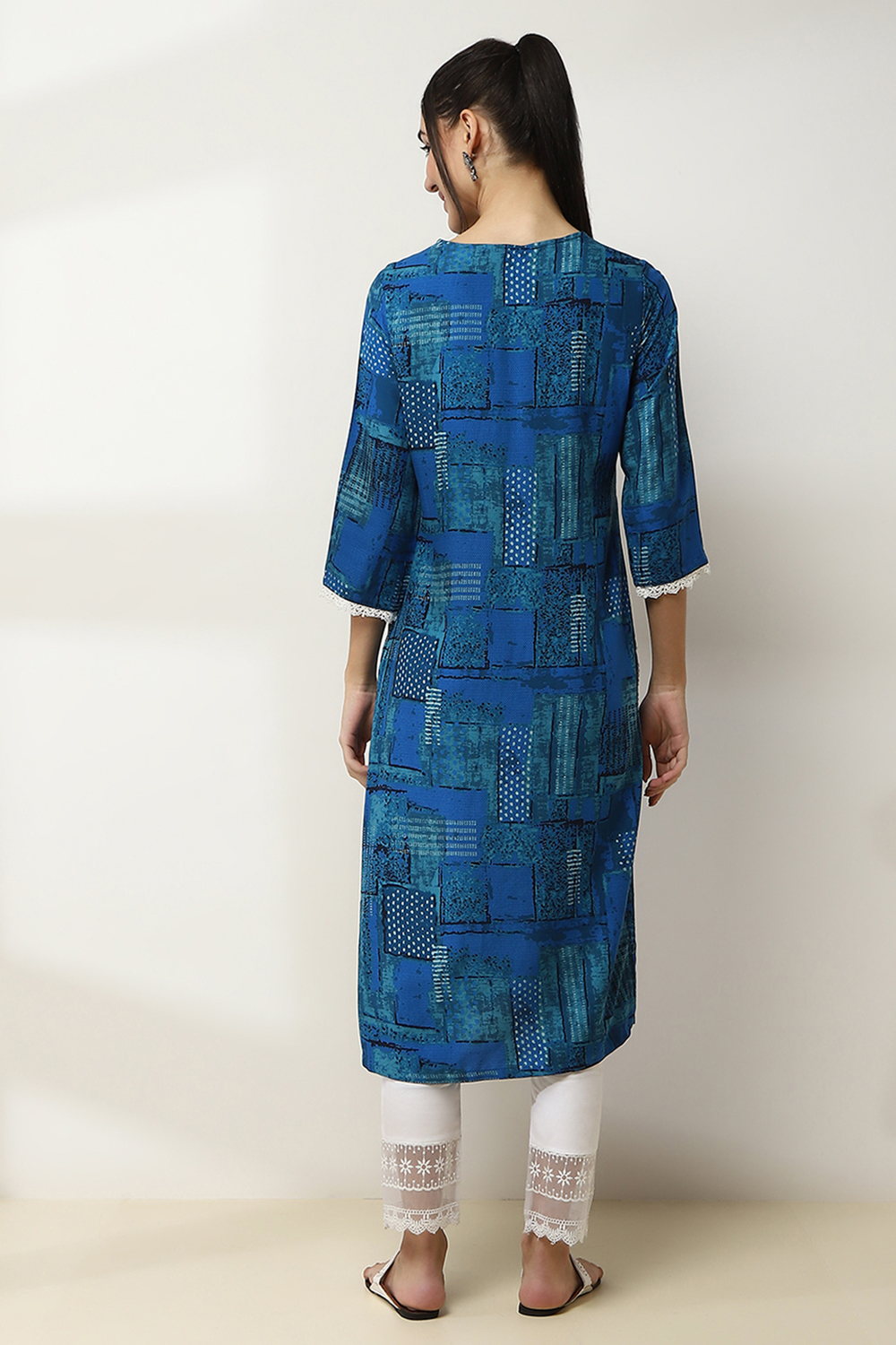 Indigo Viscose Rayon Straight Kurta image number 3