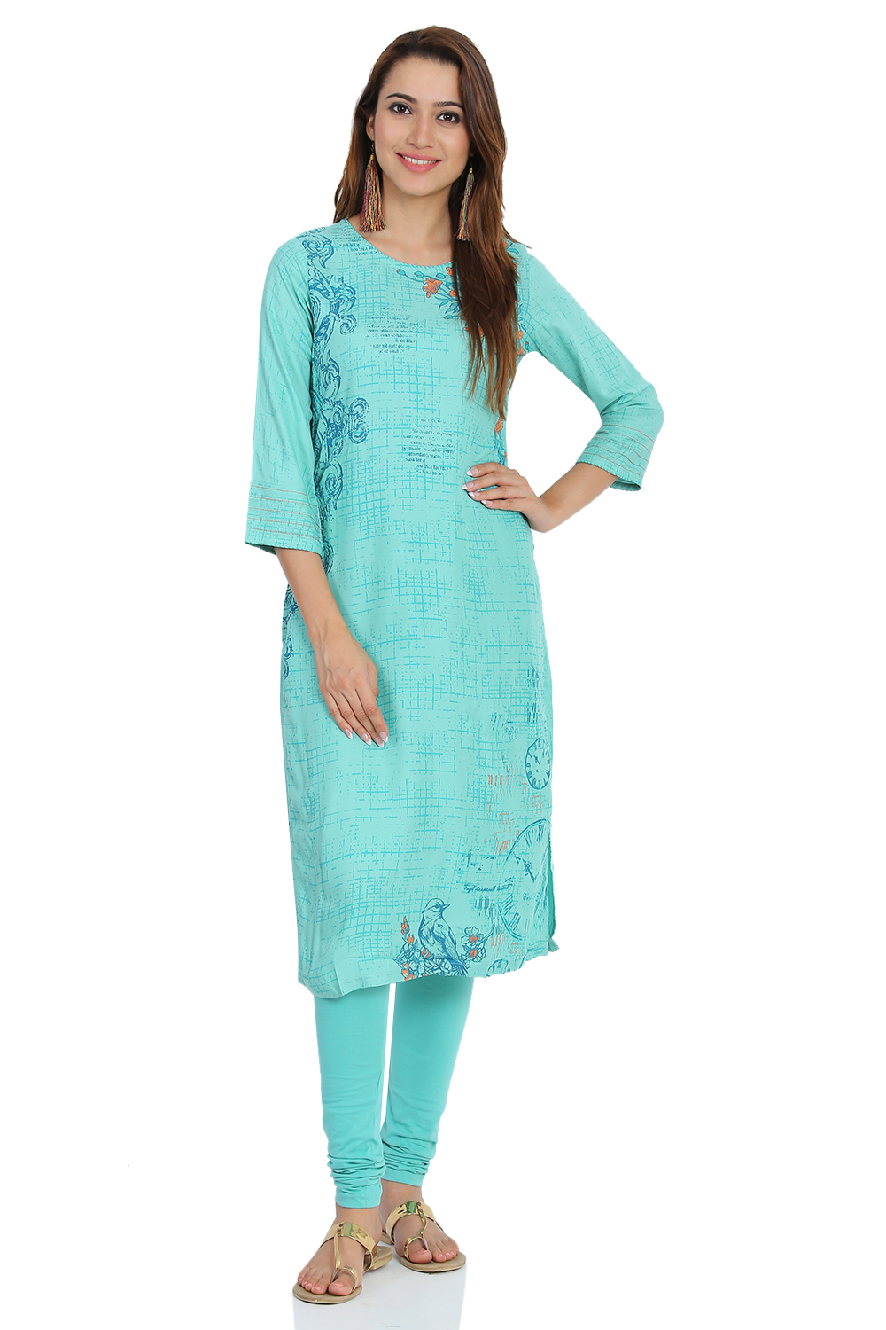 Turq Straight Viscose Kurta image number 0