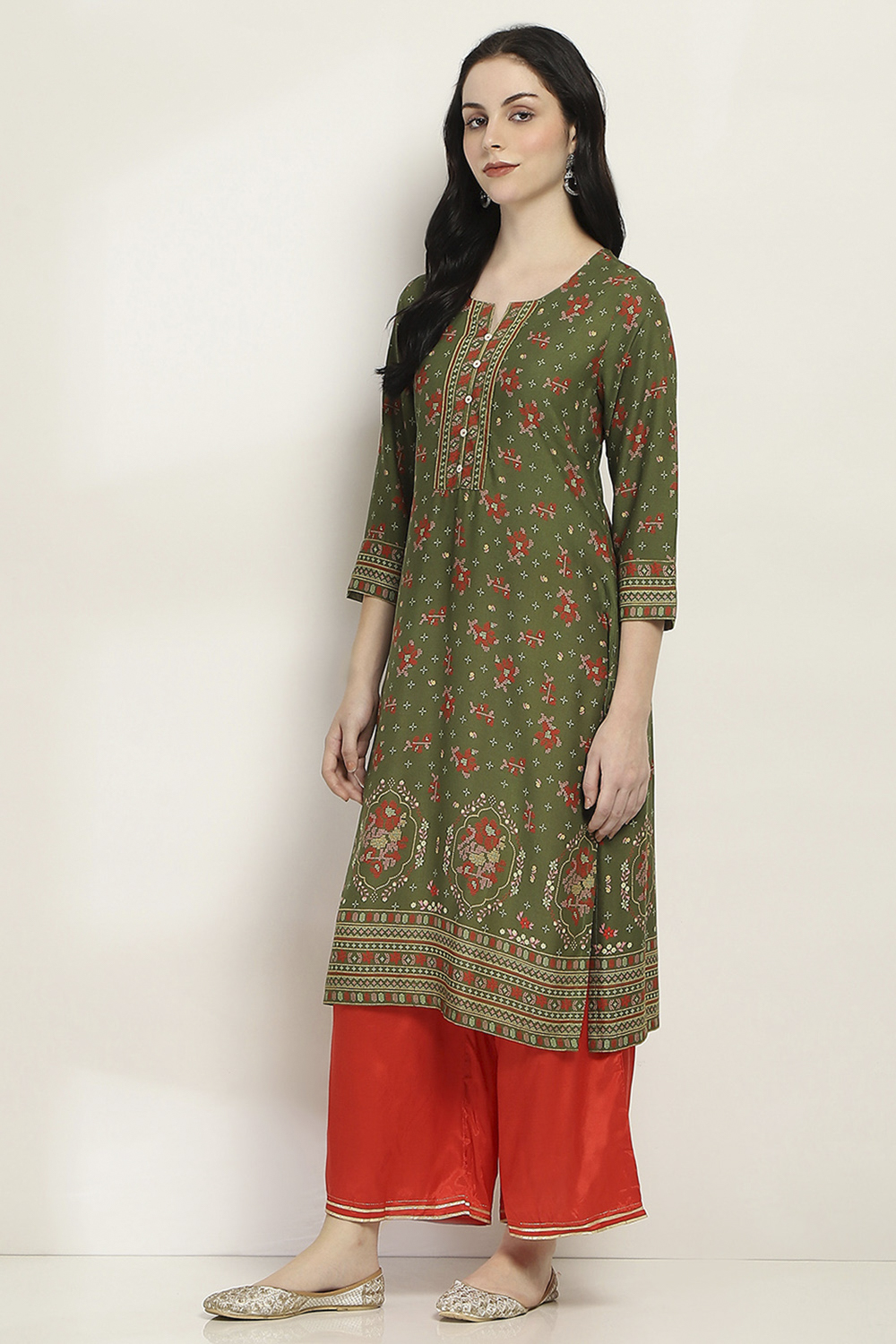 Black Viscose Rayon Straight Kurta image number 2
