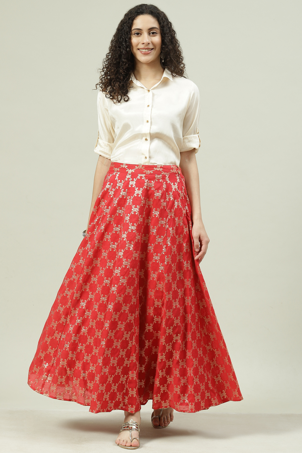 Buy Red Art Silk Skirt Set 2N for INR2997.00 Rangriti