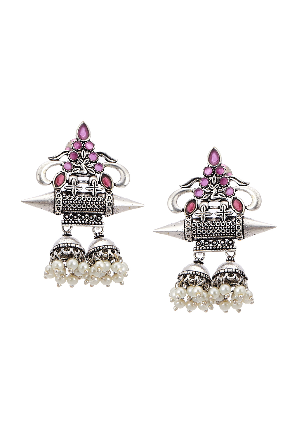 Red Metal Brass Earrings image number 3