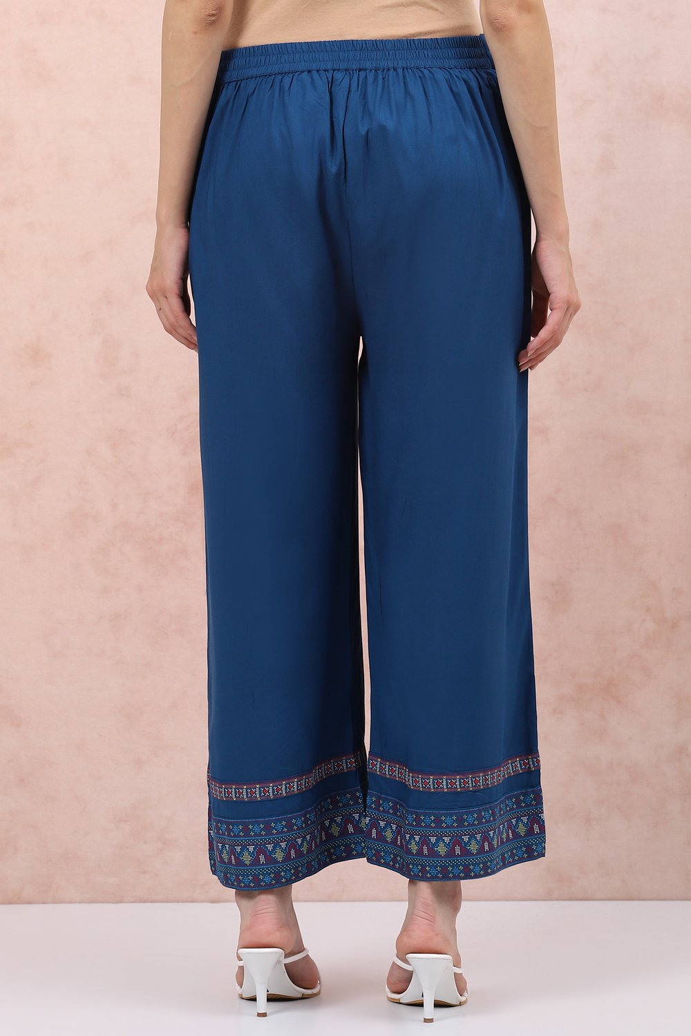 Indigo LIVA Palazzo Pants image number 4