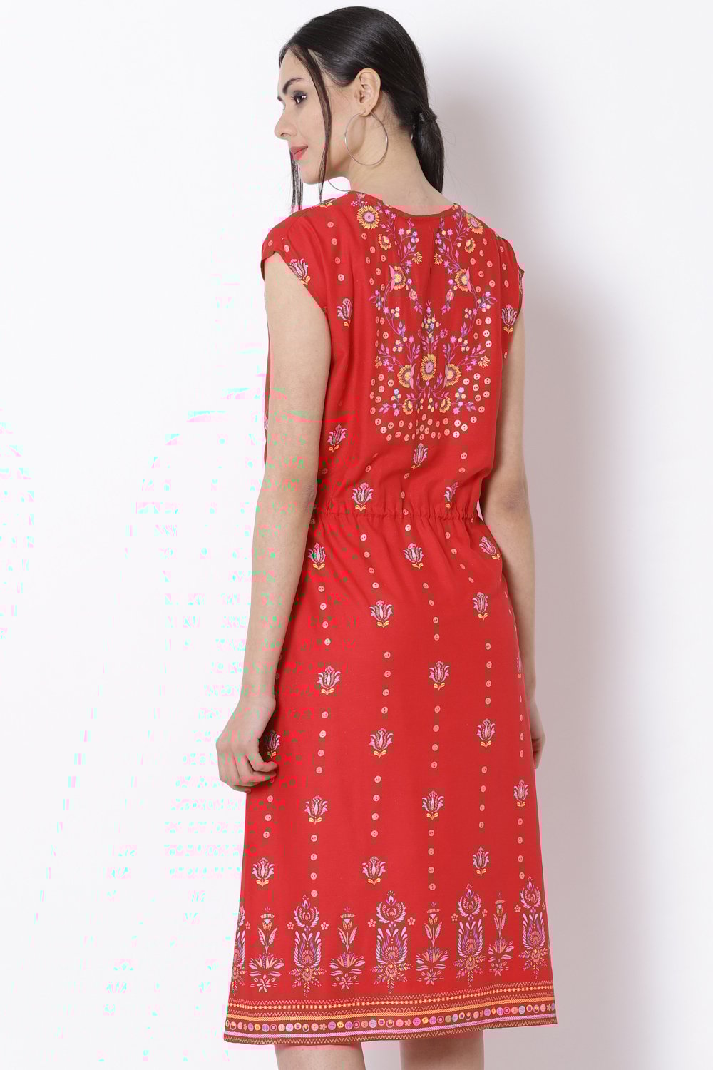 Red Viscose A-Line Dress image number 5