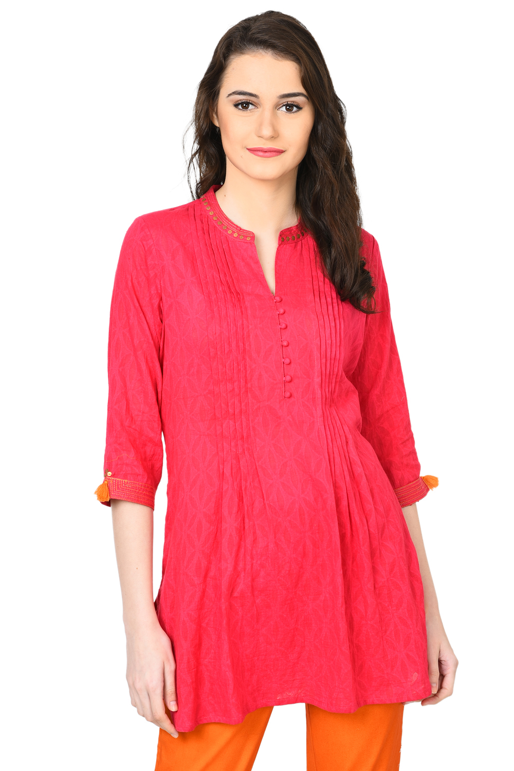 Pink Straight Cotton Indie Top image number 0