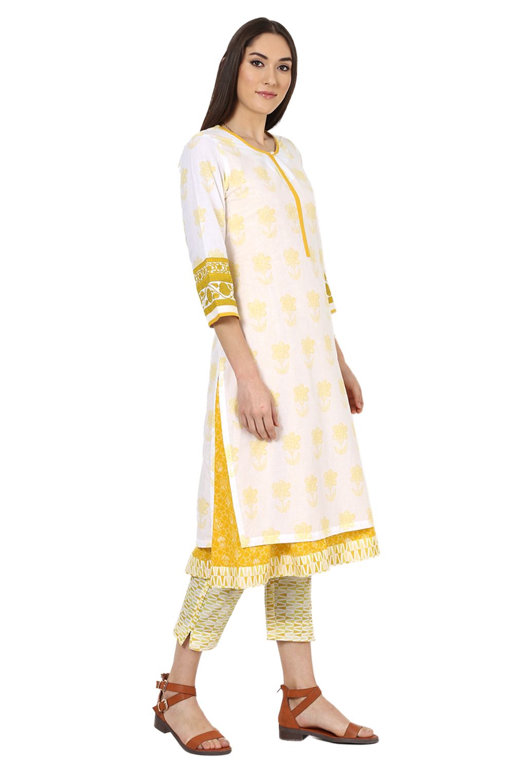 White Straight Cotton Kurta image number 2