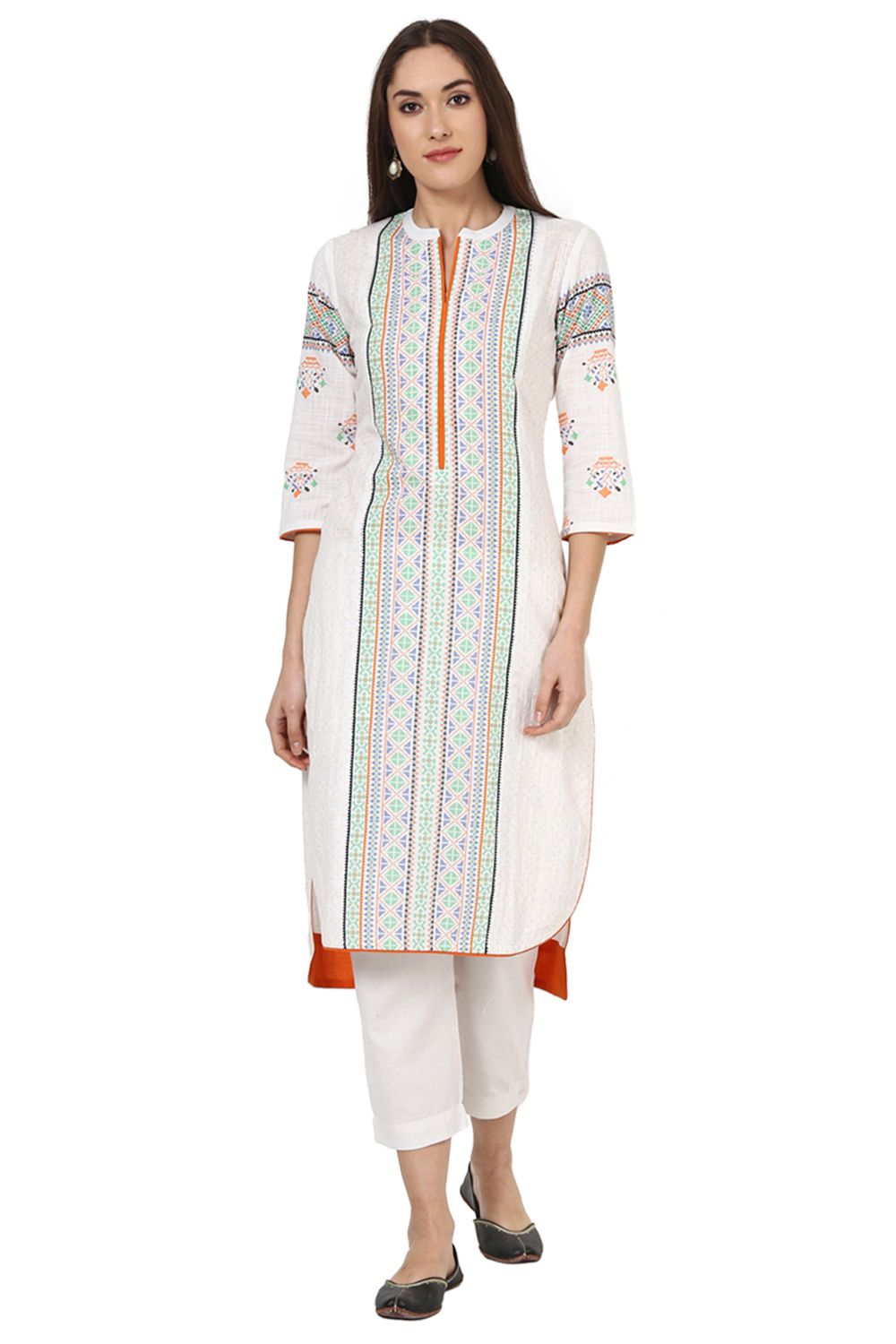 White Straight Cotton Kurta image number 0
