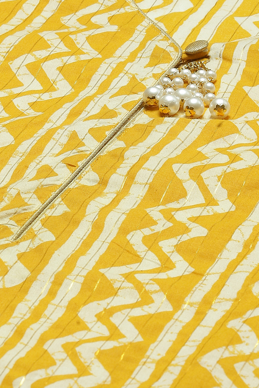 Yellow Cotton Blend Woven Straight Kurta Suit Set image number 1