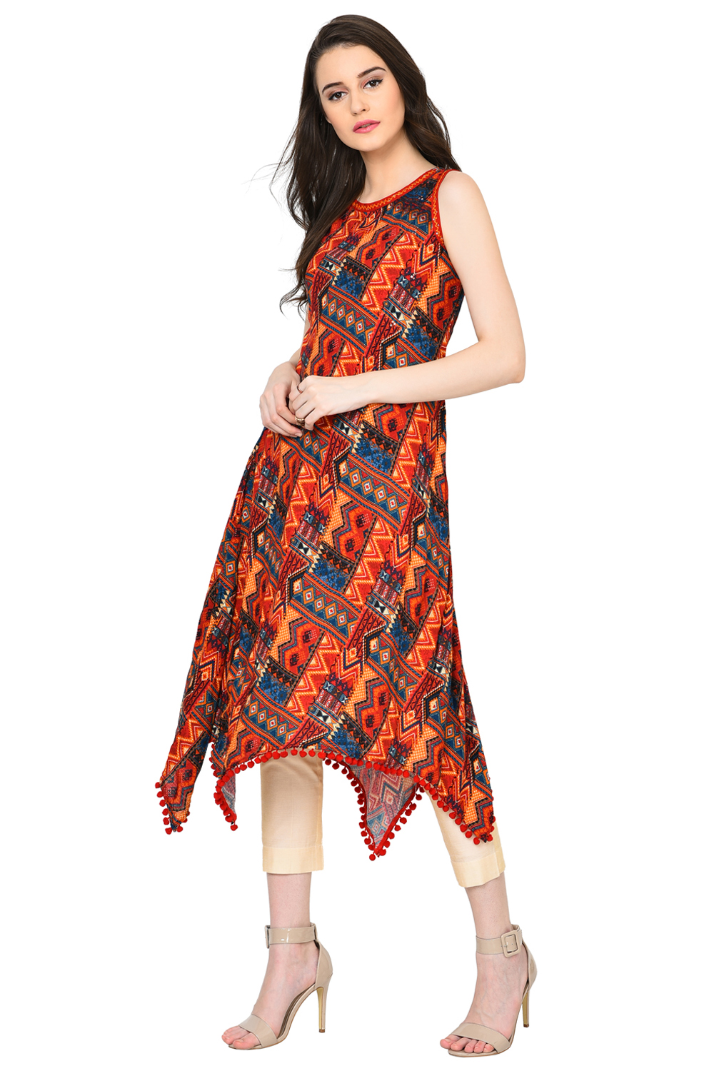 Red A-Line Modal Kurta image number 3
