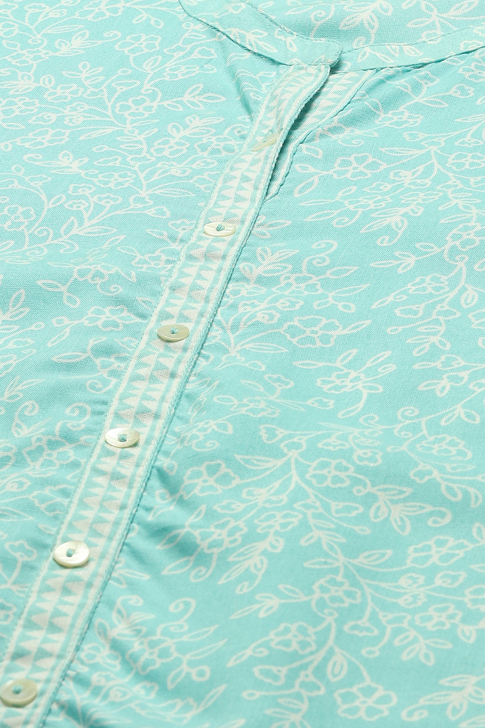 Aqua Floral Printed Straight Indie Top image number 1