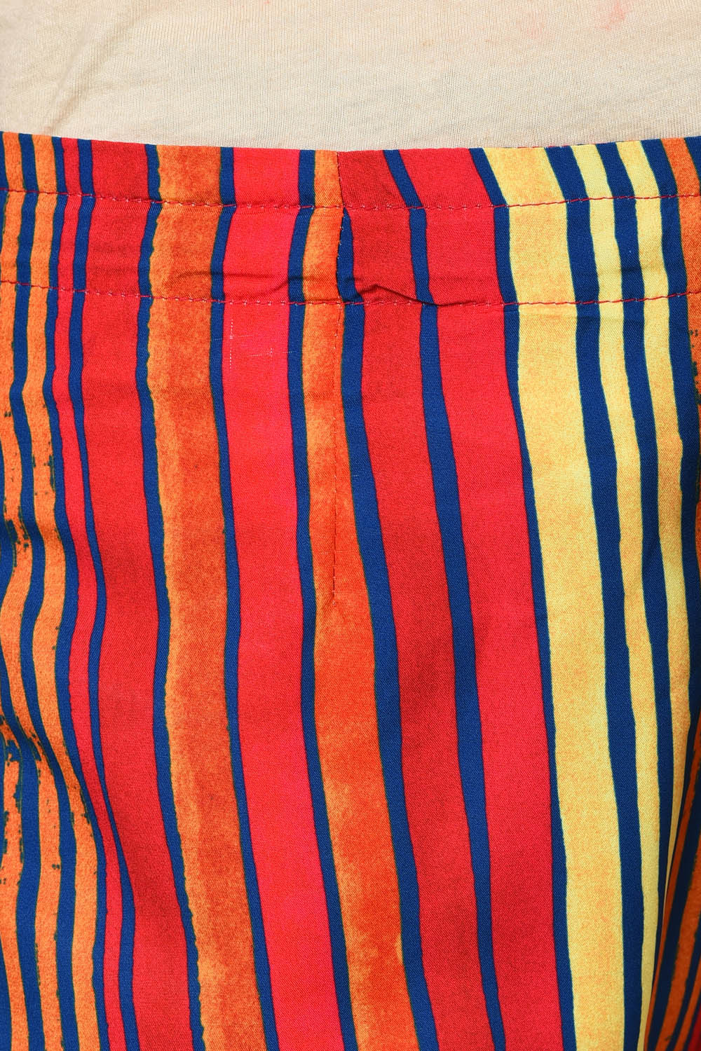 Indigo Poly Cotton Multicolored Slim Pants image number 5