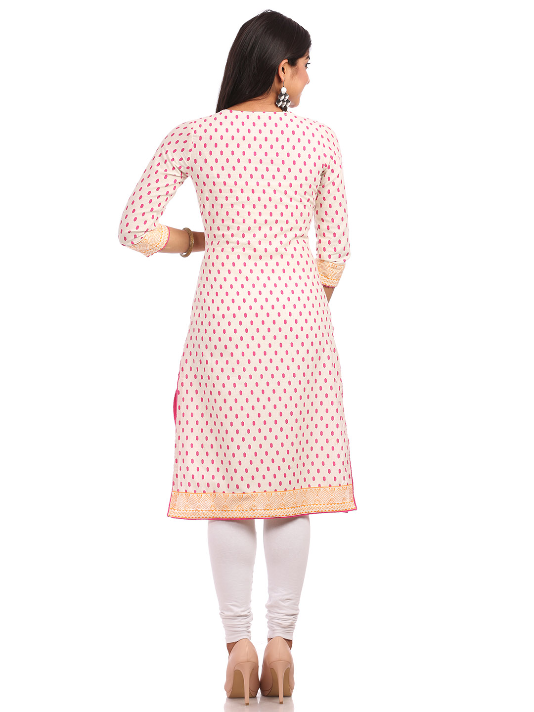 Beige Straight Cotton Kurta image number 1