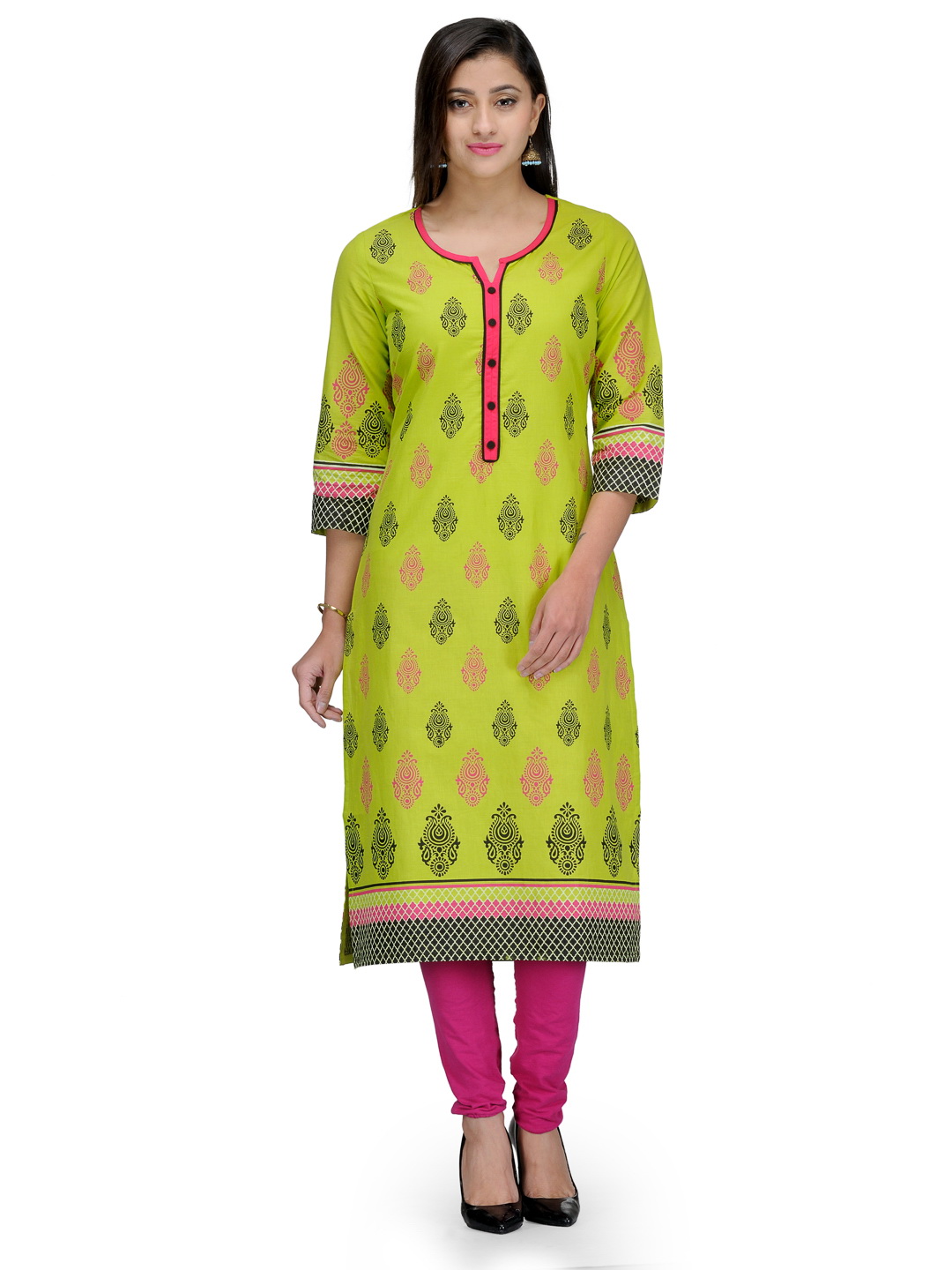 Green Cotton Straight Kurta image number 0