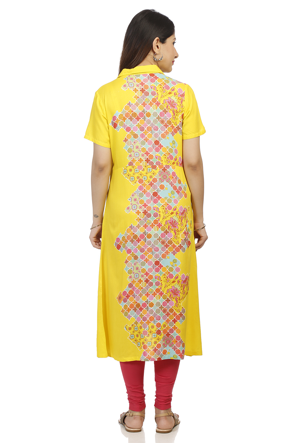 Yellow A Line Viscose Rayon Kurta image number 4