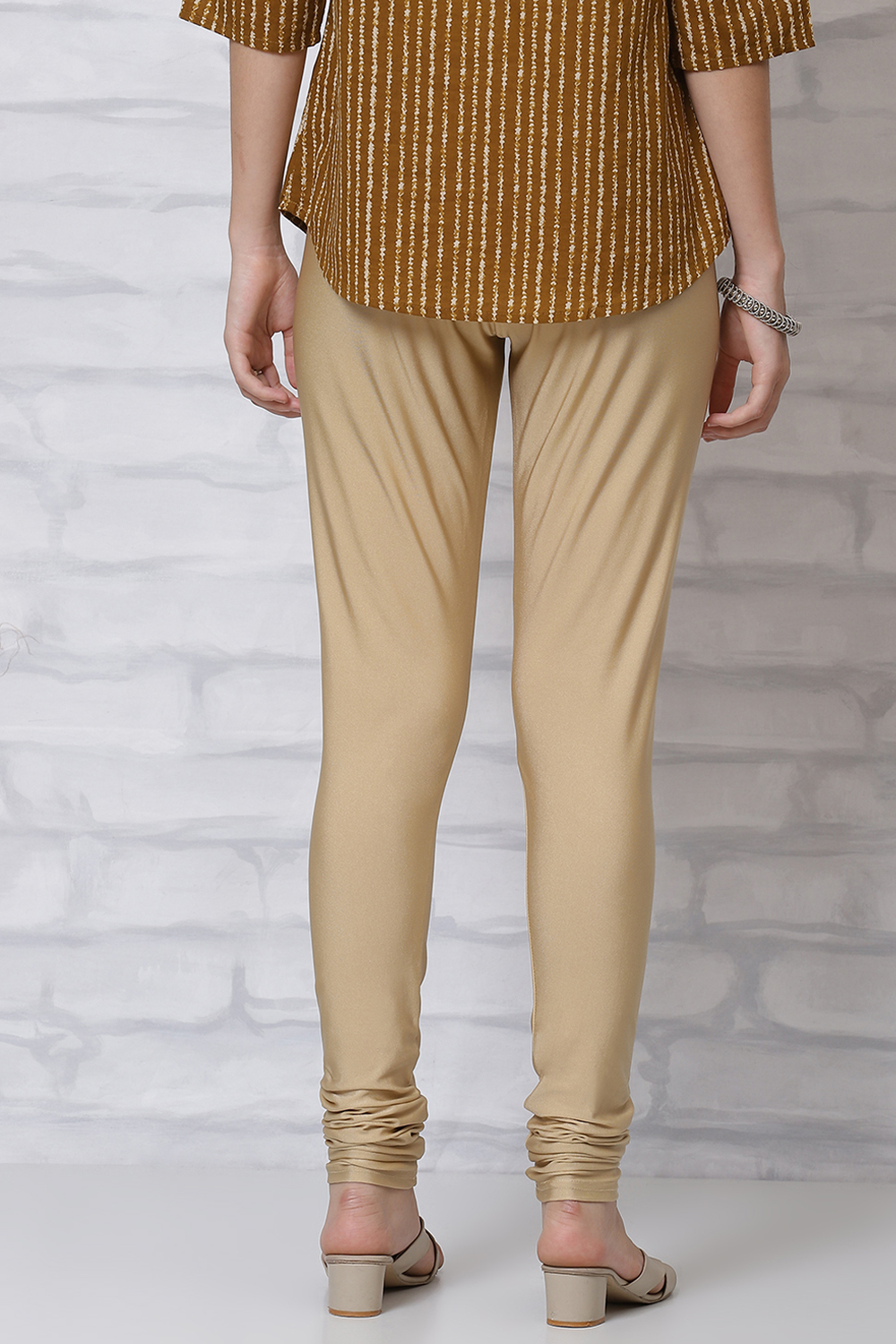 Gold Cotton Churidar image number 4