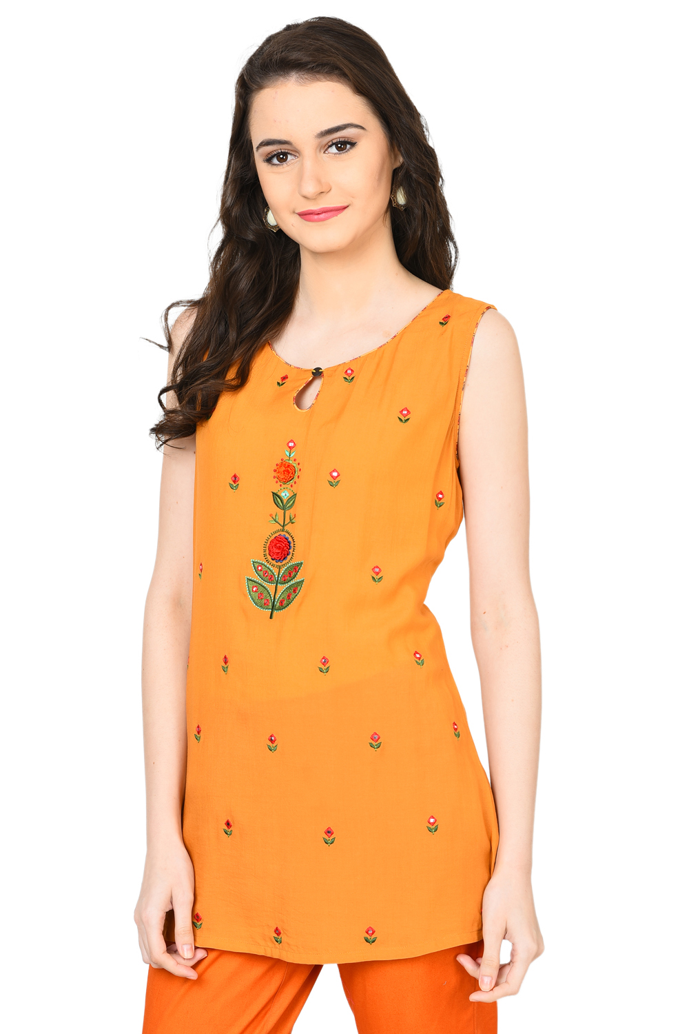 Yellow Straight Viscose Indie Top image number 3