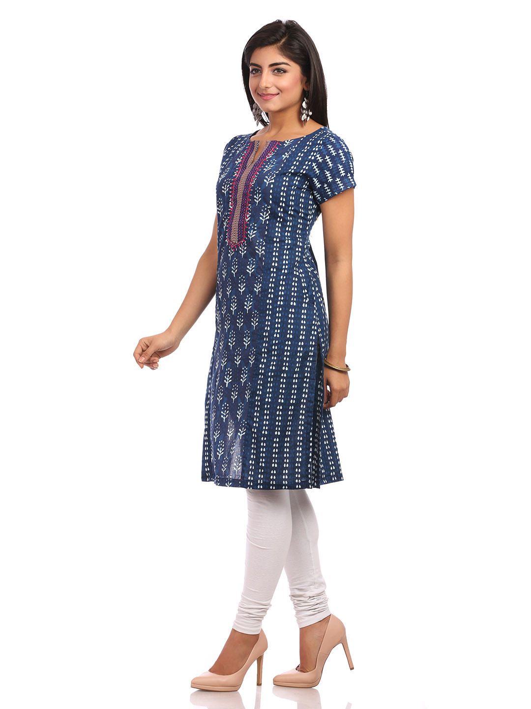 Indigo Straight Cotton Kurta image number 3