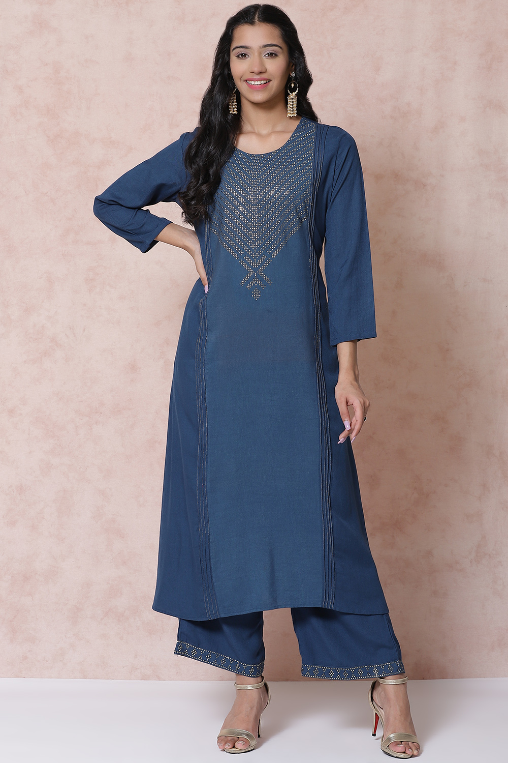 Indigo LIVA A Line Kurta image number 0